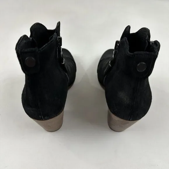 RAG & BONE NEW YORK Margot Black Leather Heeled Side Zip Ankle Booties 7.5/37.5 - Picture 6 of 13